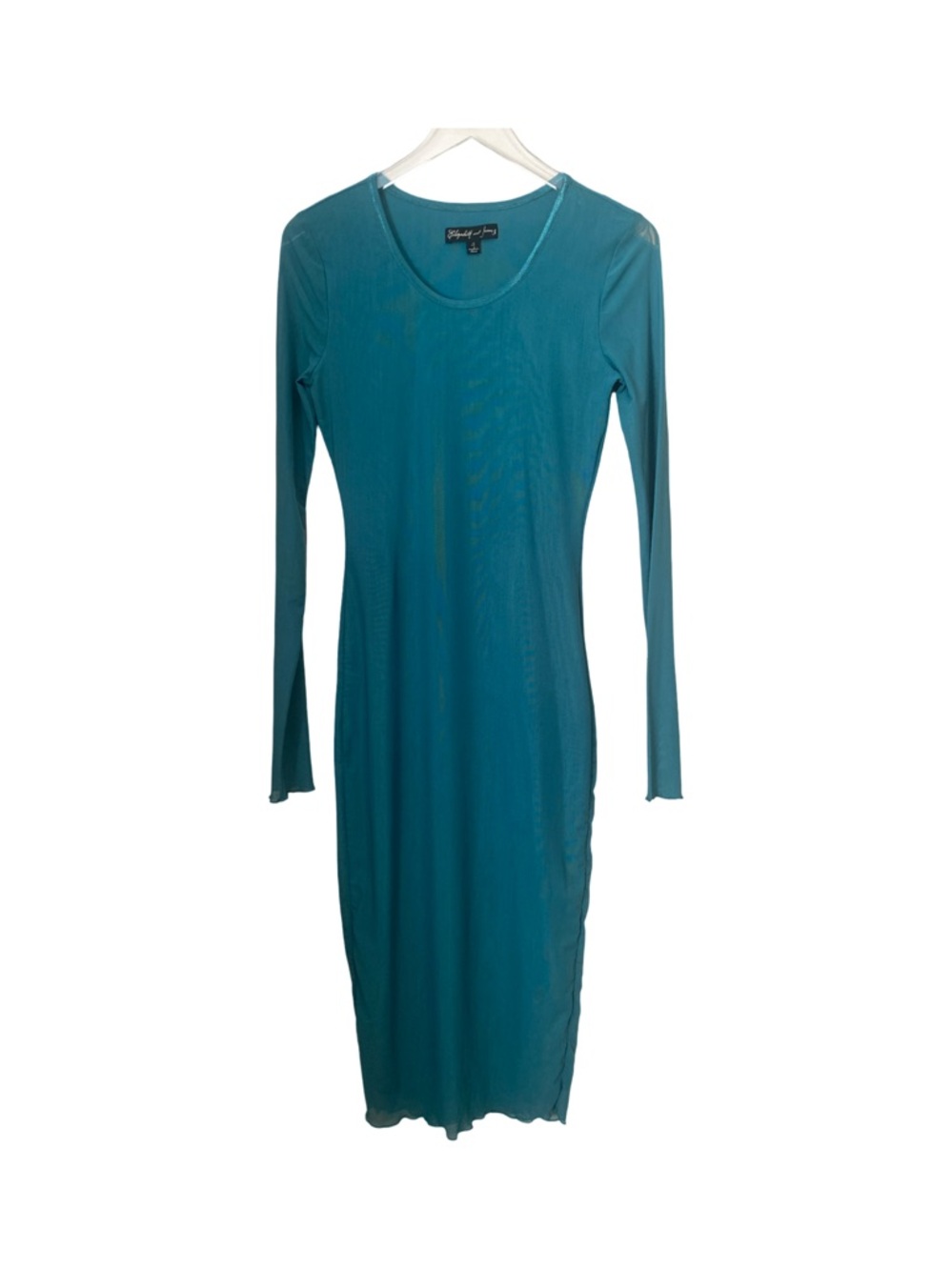 Elizabeth and James Teal Long-Sleeve Midi Sheath Dress